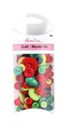 Red And Green Buttons Bulk Pack, Assorted Designs And Sizes